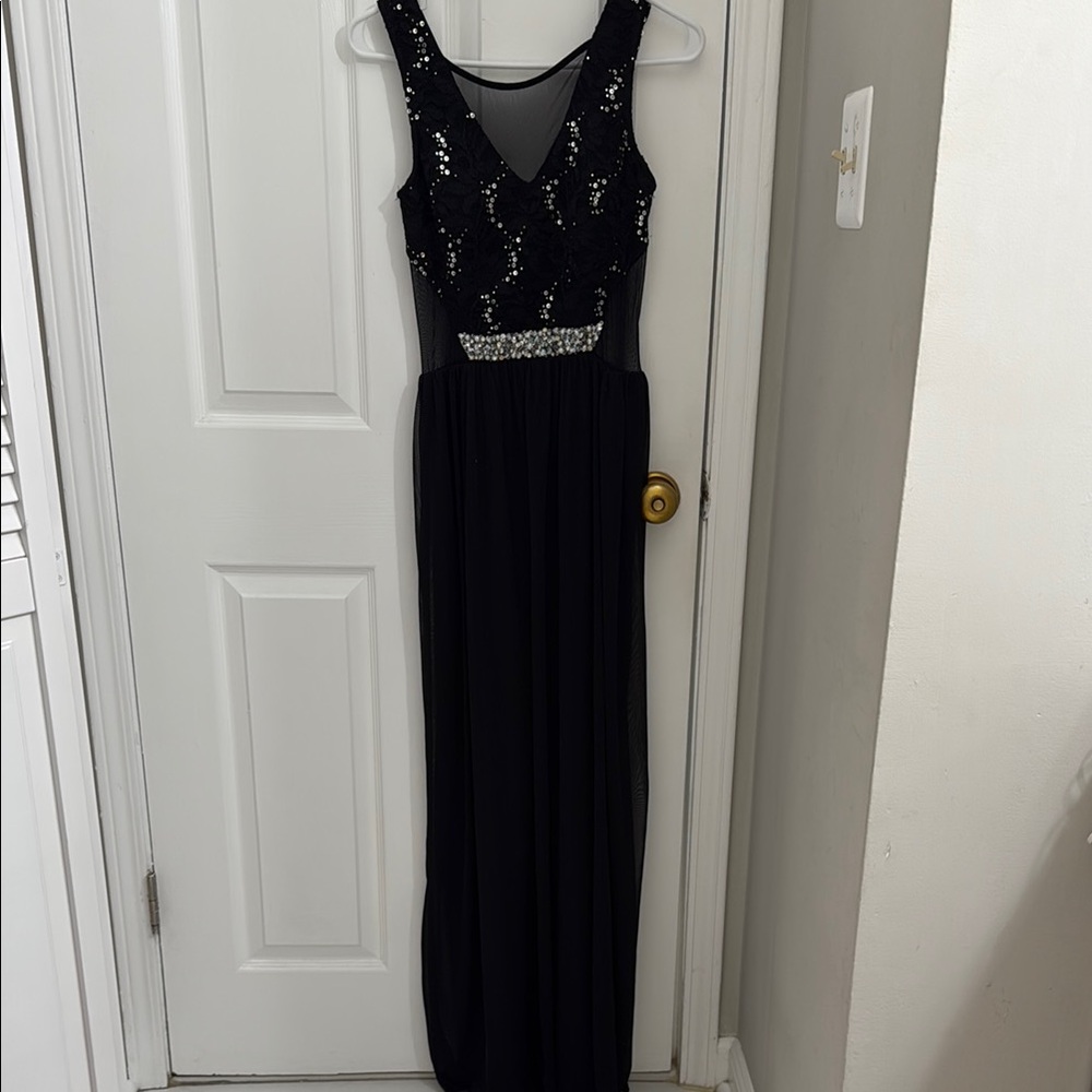 BCX Black and Silver Embellished Maxi Gown